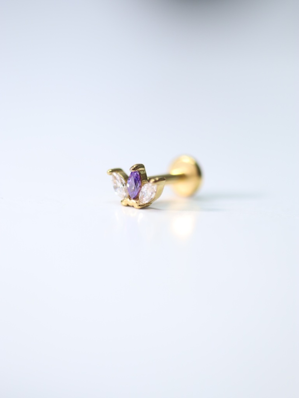 crystal amethyst mini. crown barbel piercing New